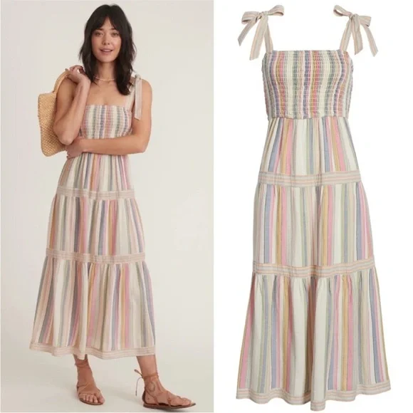 Marine Layer | Dresses | Marine Layer Womens Selene Tiered Striped Maxi  Dress Multi Color Size Small | Poshmark